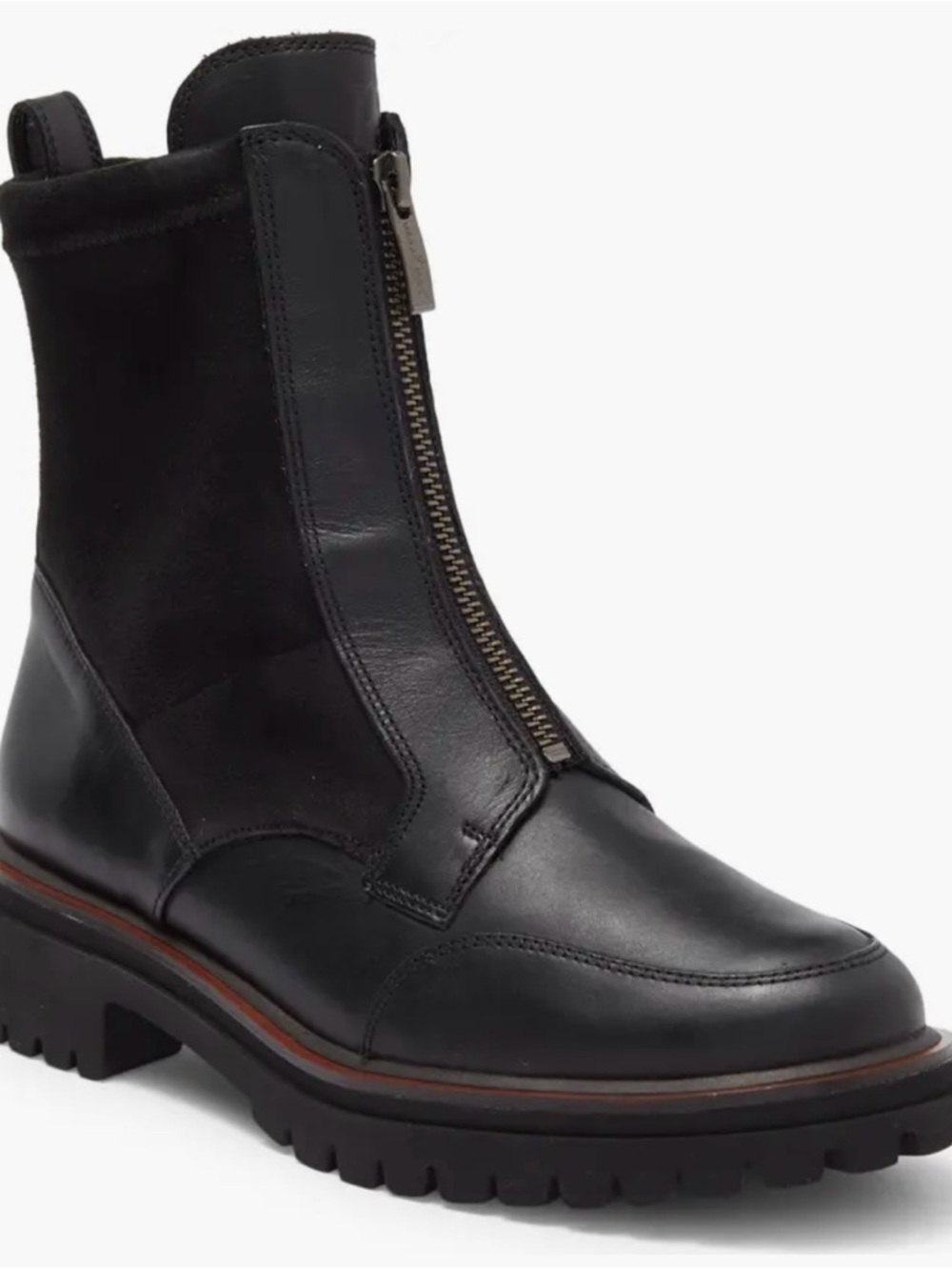 Paul Green Sheridan Lug Zip Bootie Black Leather